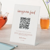 Signe De Table Moderne élégant rose neige Honeymoon fund Code QR (In SItu)