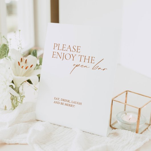 Signe De Table Moderne Élégante calligraphie Blanc Open Bar