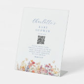 Signe De Table Moderne, Fleur sauvage, Baby shower, Code QR (Recto)