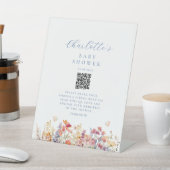 Signe De Table Moderne, Fleur sauvage, Baby shower, Code QR (In SItu)