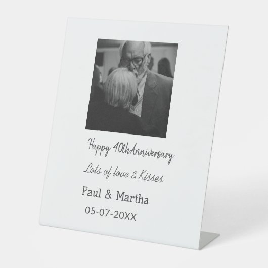 Signe De Table Moderne heureux 40e anniversaire ajouter nom date (Recto)