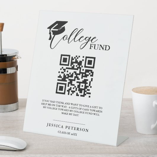 Signe De Table Moderne Lycée Graduation Fonds Colleg code QR (In SItu)
