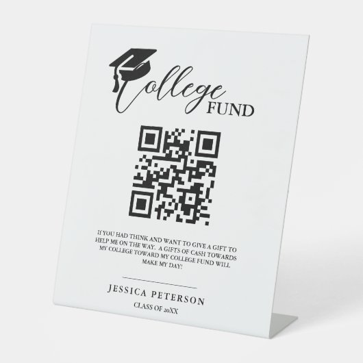Signe De Table Moderne Lycée Graduation Fonds Colleg code QR (Recto)