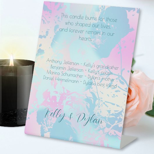 Signe De Table Moderne Mariage Abstrait Pastel En Mémoire