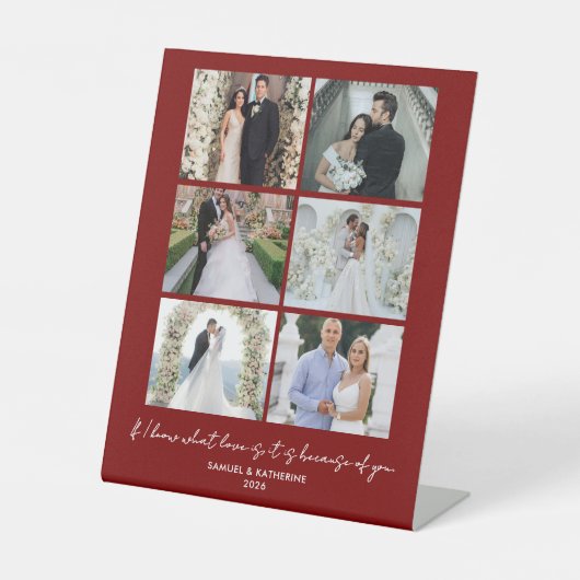 Signe De Table Moderne Romantique 6 Photos Collage Saint-Valentin (Recto)