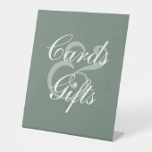 Signe De Table Moderne Sage Green Élégant Mariage de script blanc (Recto)
