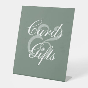 Signe De Table Moderne Sage Green Élégant Mariage de script blanc