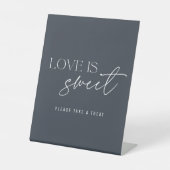 Signe De Table Moderne Table de Mariage Bleu Nuit Amour est Doux (Recto)