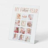 Signe De Table Mon bébé de première année Nom 12 Photo Collage Po (Recto)