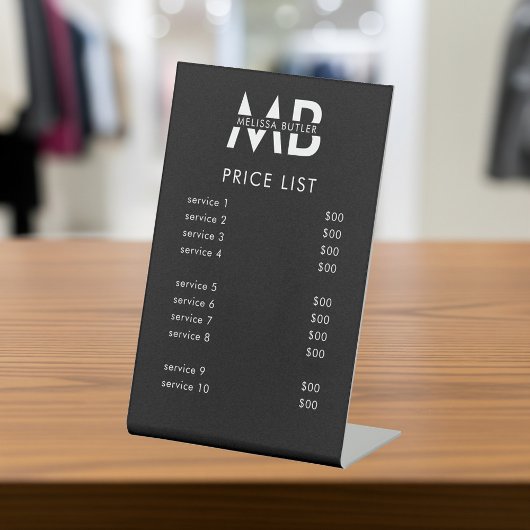 Signe De Table Monogram Price List Service Minimalist Black