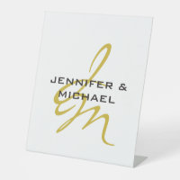 Monogramme blanc or couleur plaine minimaliste mod