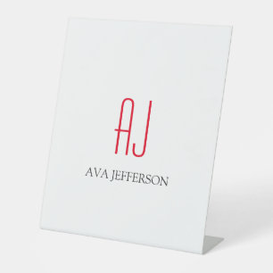 Signe De Table Monogramme blanc simple