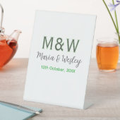 Signe De Table Monogramme couple gris vert moderne date romantiqu (In SItu)