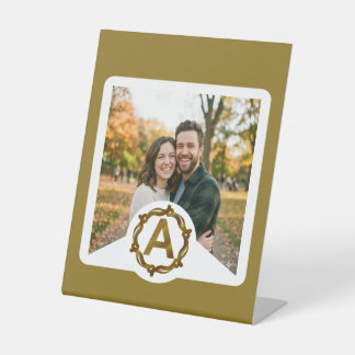 Signe De Table Monogramme d'Artisan Personnalisé A | Cadre en Boi