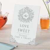 Signe De Table Monogramme de feuille dessinée à la main grise mar (In SItu)