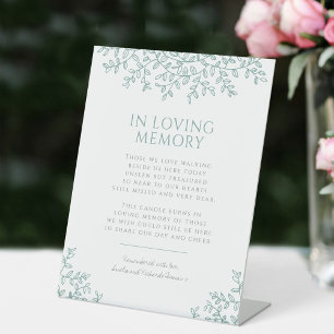 Signe De Table monogramme de feuille verte mariage dans la mémoir