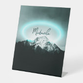 Signe De Table Monogramme de lumière de néon bleu mystérieux de m (Recto)