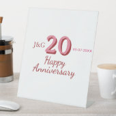 Signe De Table monogramme gras nom date rose 20e anniversaire (In SItu)