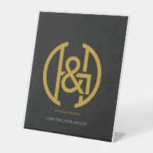 Monogramme Initiale Moderne en Or Crête Plaque de