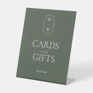 Signe De Table Monogramme minimum Moss Green Wedding Cartes & Cad