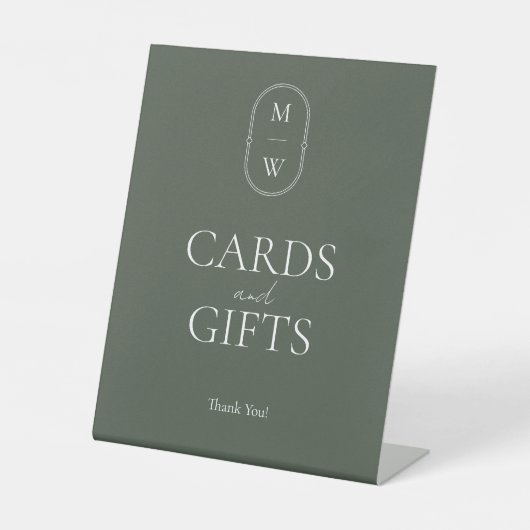 Signe De Table Monogramme minimum Moss Green Wedding Cartes & Cad (Recto)