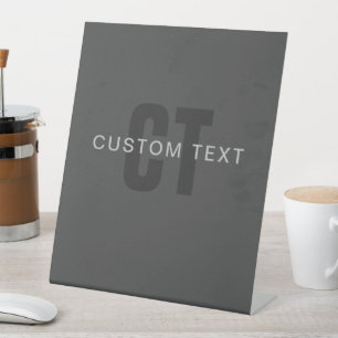 Signe De Table Monogramme moderne gris foncé modifiable Modèle de