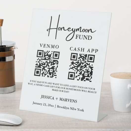 Signe De Table Monogramme moderne mariage de lune de miel code QR (In SItu)