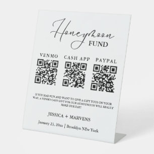 Signe De Table Monogramme moderne mariage de lune de miel code QR