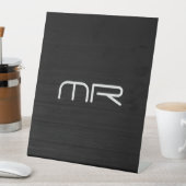 Signe De Table Monogramme moderne Noir Blanc Nom Initiales (In SItu)