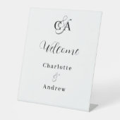 Signe De Table Monogramme moderne simple mariage accueil (Recto)