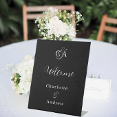 Signe De Table Monogramme moderne simple noir mariage accueil