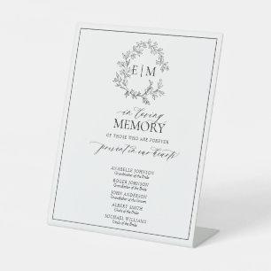 Signe De Table Monogramme noir blanc en poitrine en mémoire d'amo