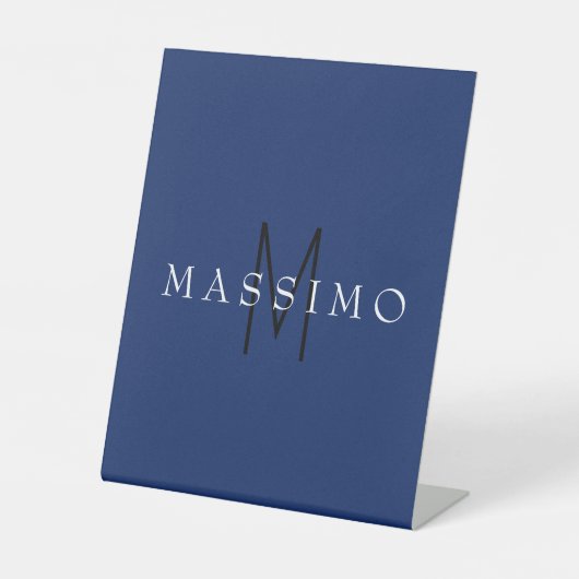 Signe De Table Monogramme Noir Professionnel Bleu Votre Nom (Recto)