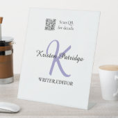 Signe De Table Monogramme nom écrivain violet modifier code QR en (In SItu)