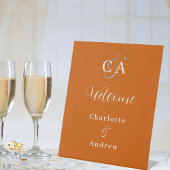 Signe De Table Monogramme orange brûlé accueil mariage moderne