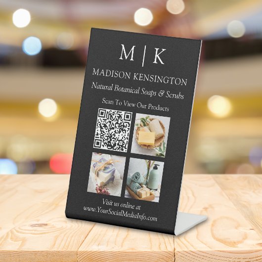 Signe De Table Monogramme ou ajouter un logo Business QR Code pho