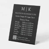 Signe De Table Monogramme ou ajouter un logo Heures d'ouverture Q (Recto)