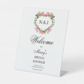 Signe De Table Monogramme Romantique Rose Floral Fête des mariées (Recto)