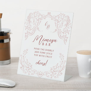 Signe De Table Monogramme rose Vintage fleuri Mimosa Bar