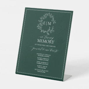 Signe De Table Monogramme vert émeraude en mémoire aimante