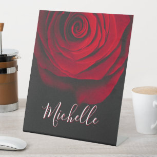 Signe De Table Monographie personnalisée rouge rose vintage photo