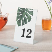 Signe De Table Monstera Tropical Leaf Mariage Numéro de tableau (In SItu)