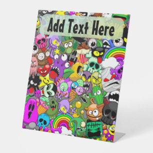 Signe De Table Monstres caractères mignons Motif d'Halloween