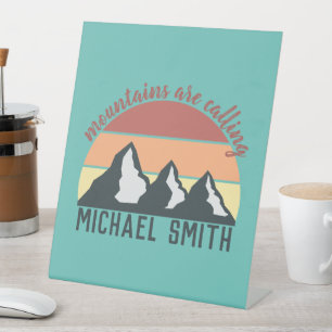 Signe De Table Montagnes pastel vintage appellent monogramme ciel