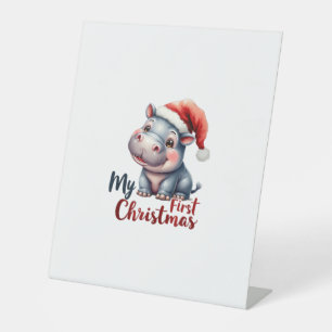 Signe De Table Moo Deng Bébé Hippopotame Mon Premier Noël Mignon