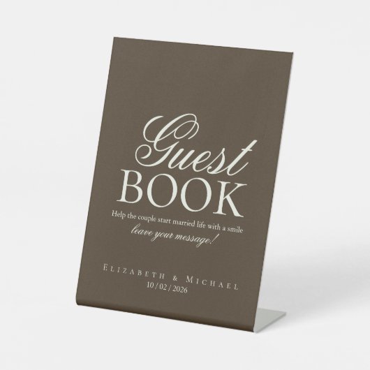 Signe De Table Moody Coffee Wedding Guest Book Tabletop sign (Recto)