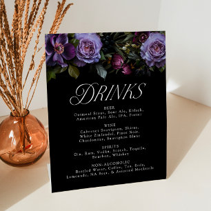 Signe De Table Moody Gothic Purple Floral Mariage Menu Boisson
