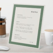 Signe De Table Moss Green wedding menu Pedestal Sign (In SItu)