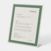 Signe De Table Moss Green wedding menu Pedestal Sign (Recto)