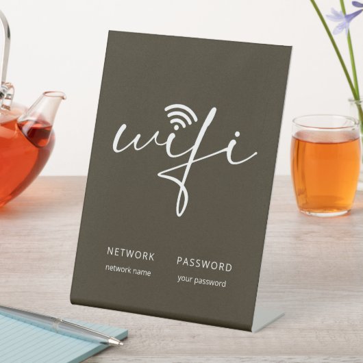 Signe De Table Mot de passe de réseau de script WiFi simple marro (In SItu)